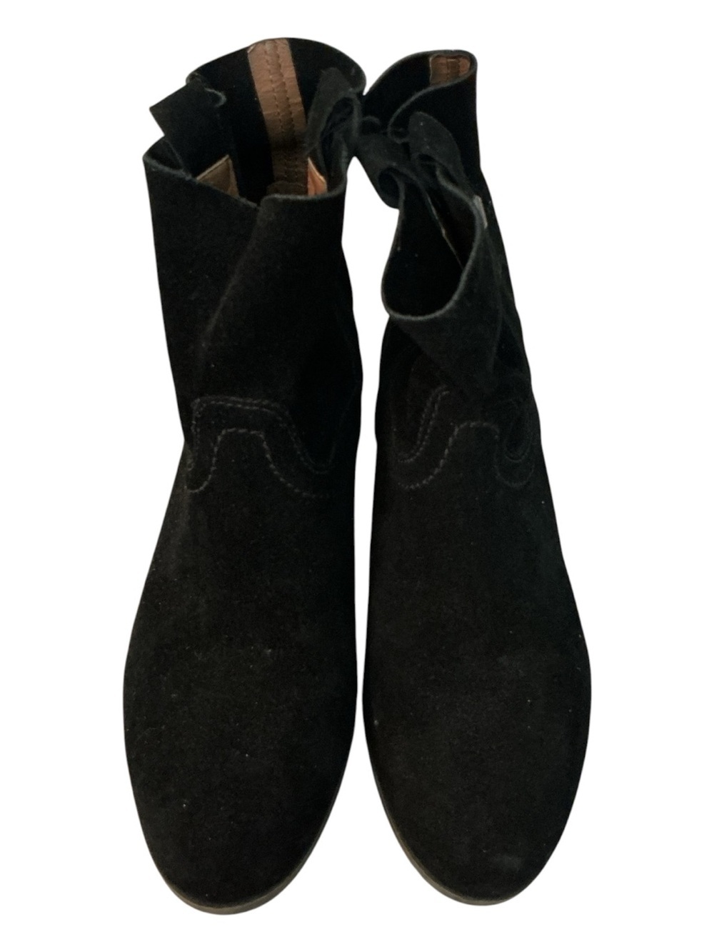 FRYE AND CO. Black Suede Ankle Boots collegiate leather moto flannel western 8.5